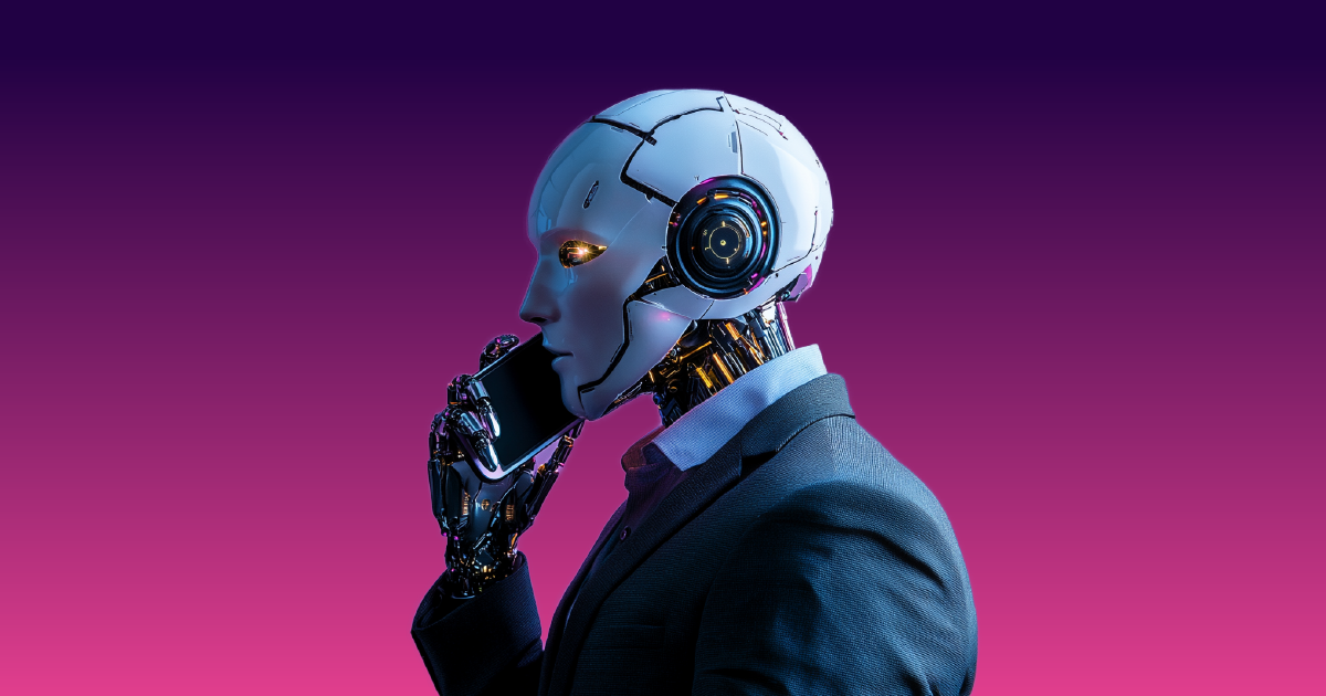 An agent that looks like an AI Agent or robot on the phone